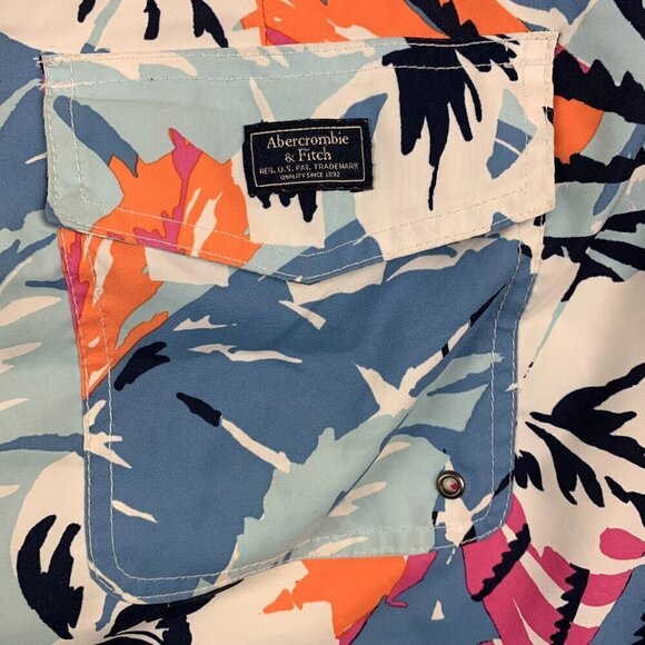 Abercrombie & Fitch Mens Board Shorts 36 Blue Colorful Swim Trunks Mesh Lined - Picture 10 of 12